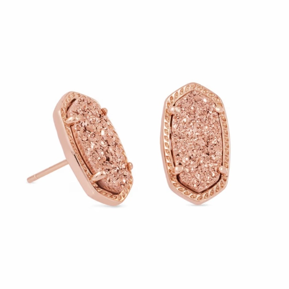 Kendra Scott Ellie Rose Gold Oval Studs‎ in Rose Gold Drusy Stone
